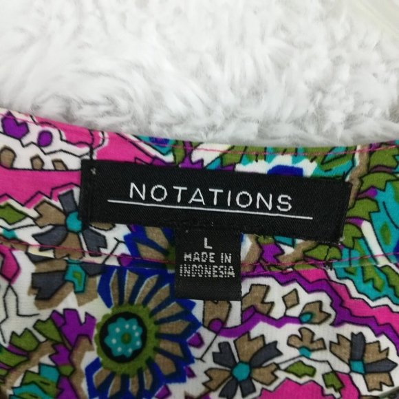 Notations Womens Shirt Button Down  Paisley Print 3/4 Sleeve Mandarin Collar L - Picture 11 of 12